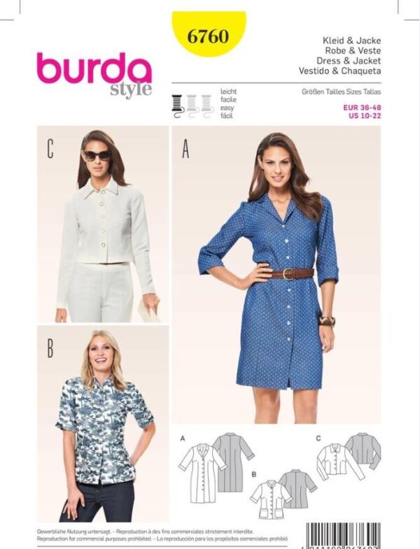 Платье-рубашка №6760  выкройка из Каталог Burda осень-зима/2015/2016 [Burda Style]